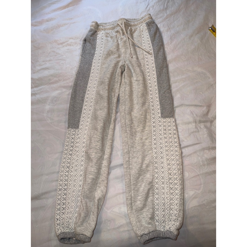 Daily Practice Anthropologie Gray Lace Trim Jogger Sweatpants XXS